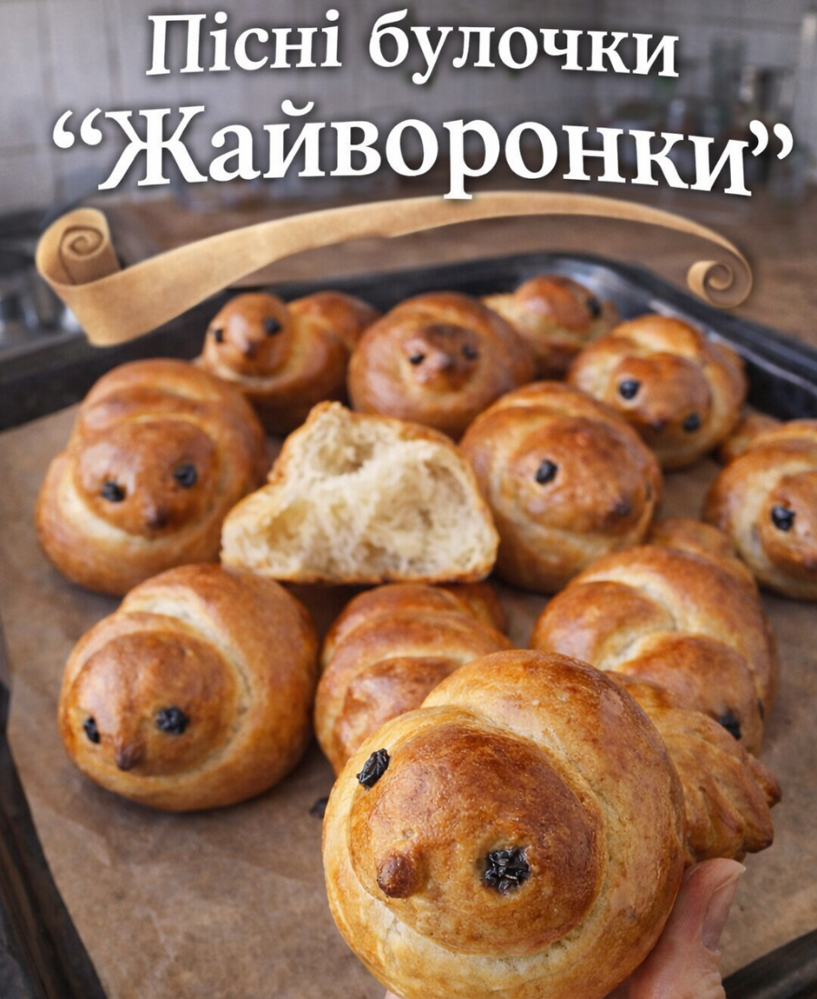 🍽️ Пісні булочки “Жайворонки” – тісто, як пух, Ваші діти будуть у захваті. Рекомендую!