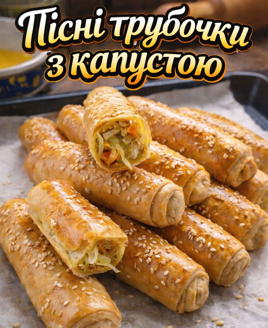 🍽️ Пісні трубочки з капустою на розкішному, тоненькому тісті: дуже простий і бюджетний рецепт, а в результаті “гора” смакоти на перекус