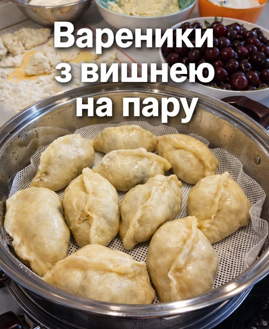 🍽️ Готую другий день поспіль! Вареники з вишнею на пару – ідеальне тісто! Варенички пишні та дуже смачні!