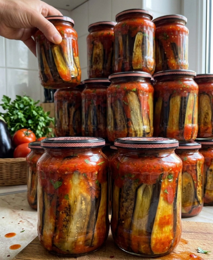 🍽️ Чудові баклажани на зиму, маринад просто “бомба”: взимку від такої закуски “пальчики оближеш” – ну дуже смачно і красиво