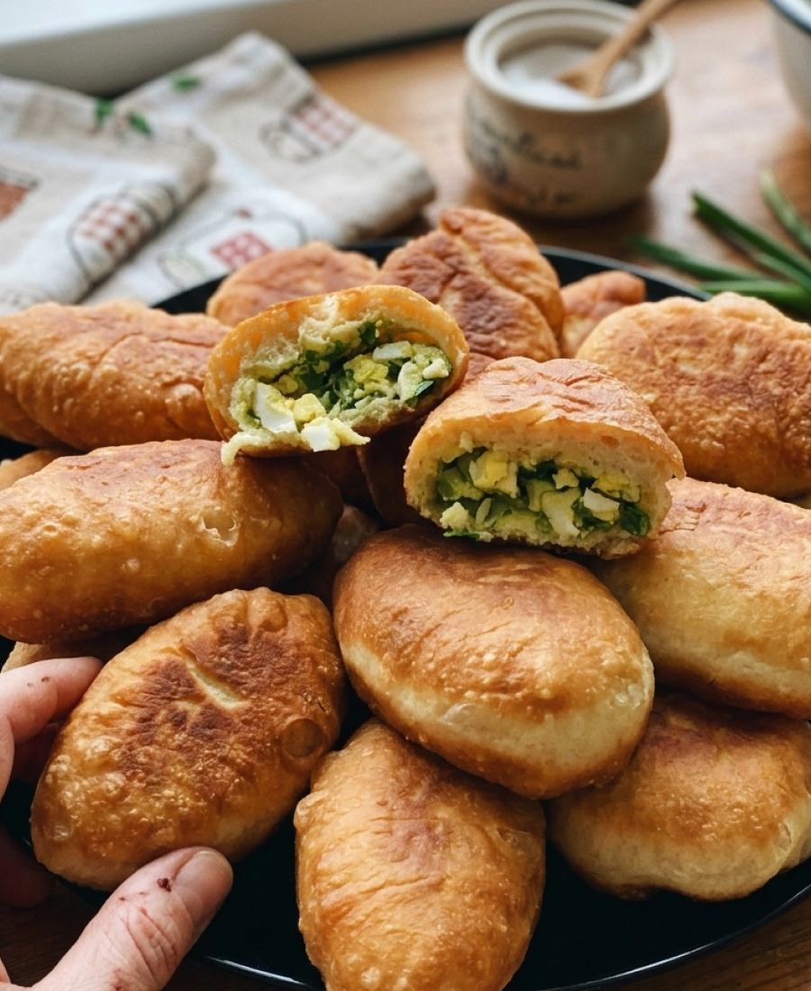 🍽️ Простий і швидкий рецепт пиріжків з цибулею і яйцем на тісті без дріжджів: м’якенькі, ніжні і дуже смачні
