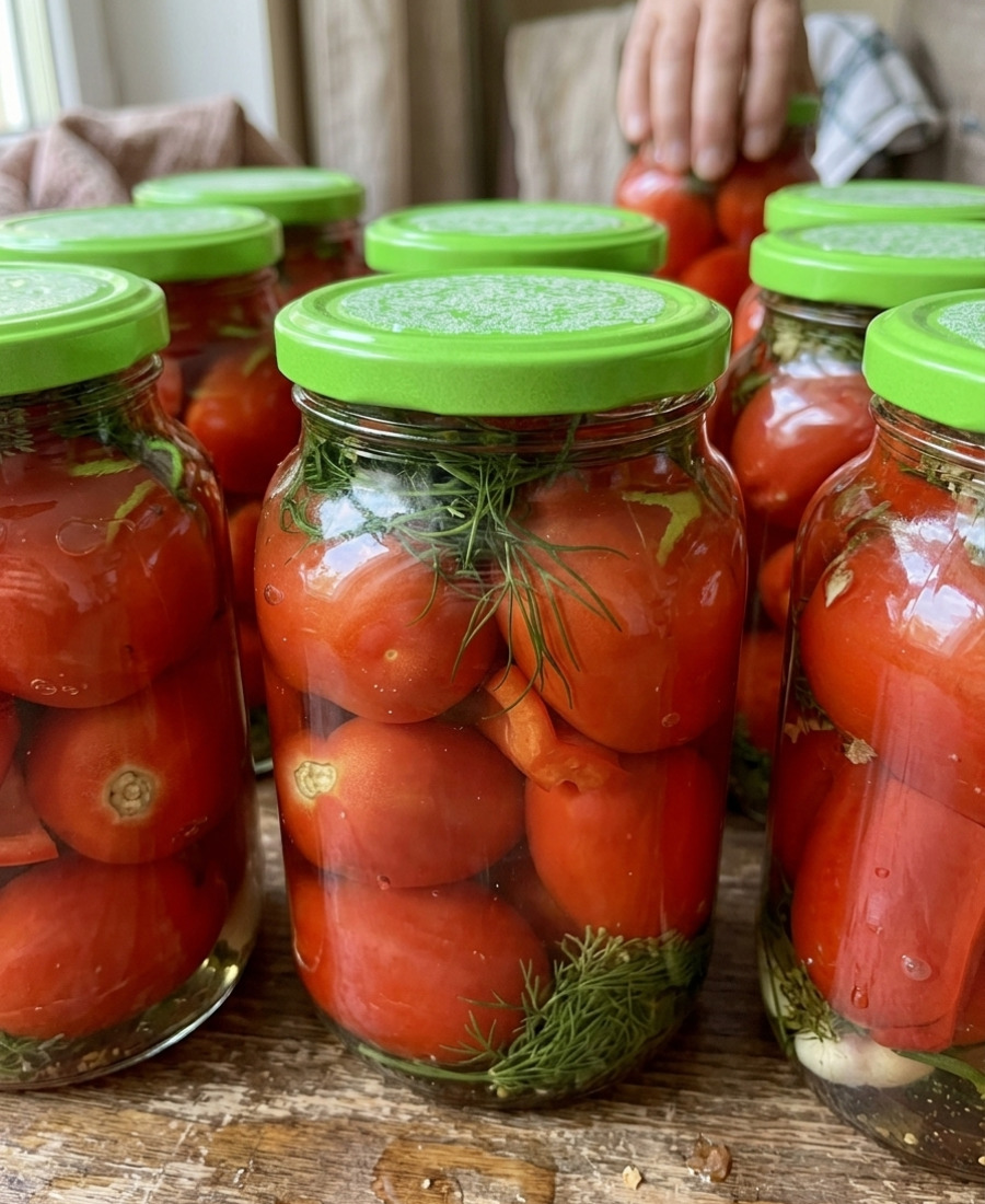 🍽️ Такі помідори взимку зникають першими: без оцту, лимонки і стерилізації, всю зиму стоять у шафі без жодного “взриву”