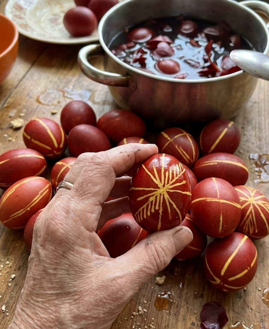 Варимо яйця на Великдень у лушпинні цибулі правильно, без посинілих жовтків