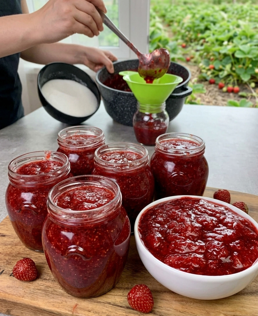 🍽️ Як я готую справжній яскравий полуничний джем на зиму: без желатину, загусника