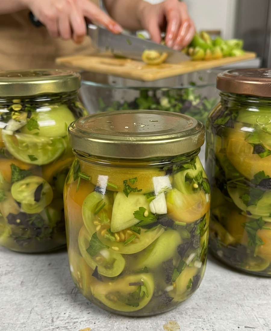 🍽️ Зелені помідори більше не викидаю: тепер щороку готую цей салатик на зиму – дуже смачно і просто