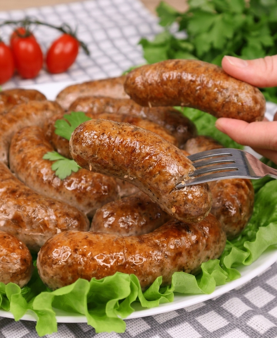 🍽️ Готую домашні ковбаски за цим рецептом, бо соковиті, але не жирні: заздалегідь не відварюю, не жарю, все простіше, зайвих зусиль не прикладаю