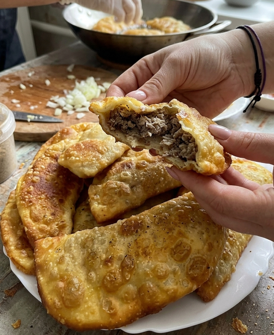 🍽️ Хрусткі та м’які одночасно! Тісто для чебуреків за цим рецептом виходить надзвичайно смачним і ніжним, а начинка – ароматною та соковитою. Такі чебуреки з’їдаються в одну мить!