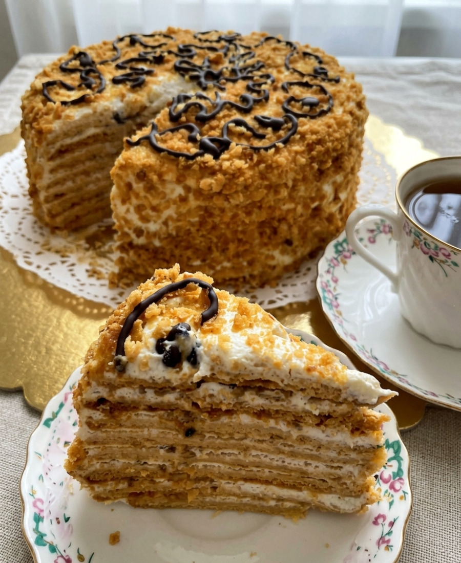 🍽️ Цей торт Медовик можна їсти губами, настільки він ніжний: печу смачний і ароматний домашній тортик до чаю