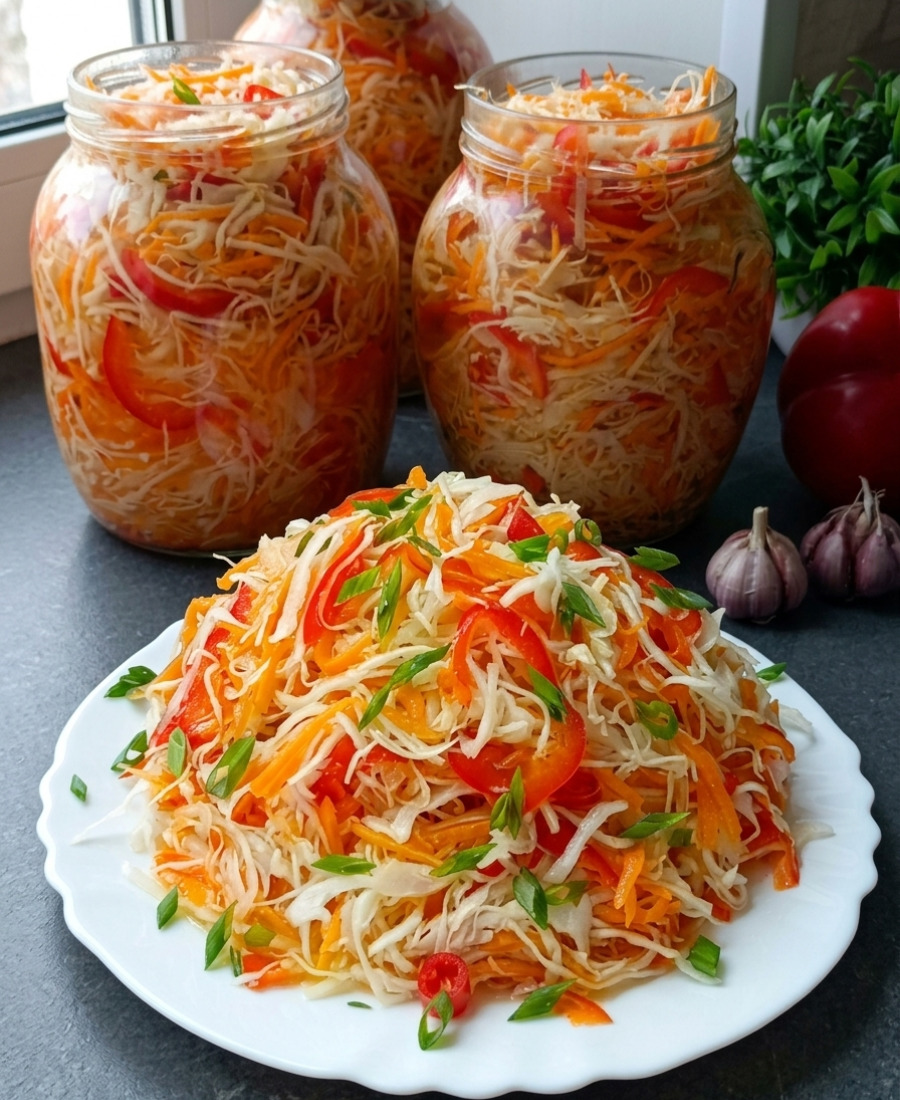 🍽️ Всю осінь і зиму щороку мариную капусту з гарбузом замість моркви: швидко, просто і дуже смачно виходить, ділюся рецептом
