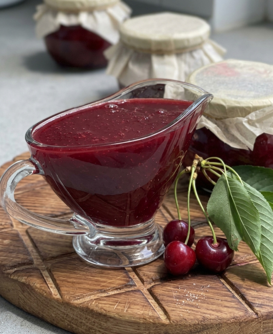 🍽️ Черешнево-вишневий соус до м’яса – дуже смачний, пікантний кисло-солодкий соус! Відмінна заготовка на зиму!