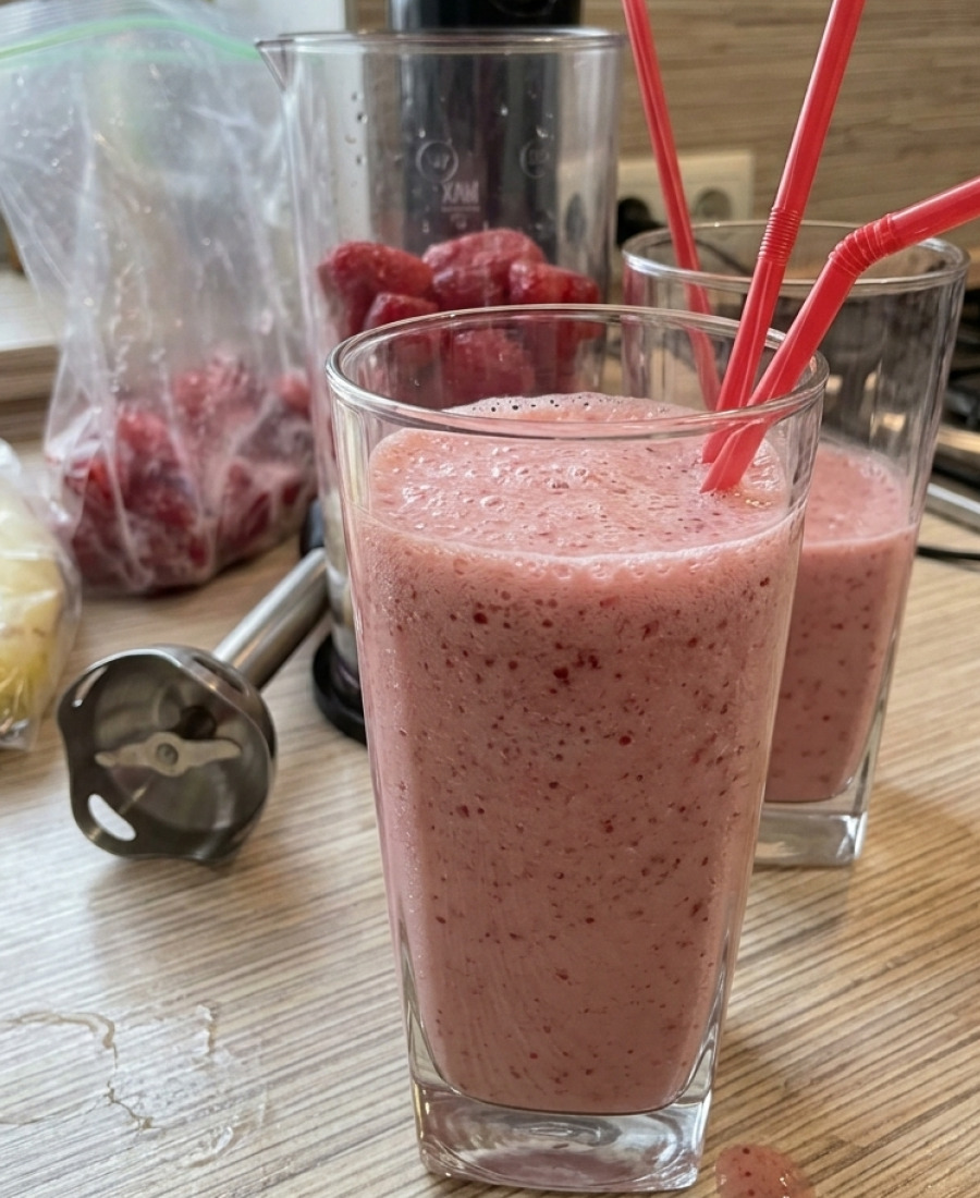 🍽️ Полунично-бананове смузі – ароматний, літній, легкий і корисний напій