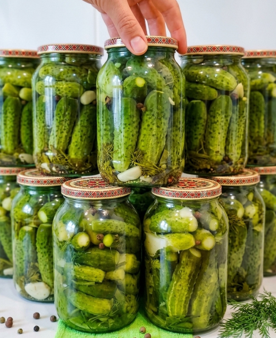 🍽️ Мариновані огірки на зиму. Закриваю багато банок не тільки для себе, але і родичів пригостити (не потрібно возитися з розсолом, дуже смачно)