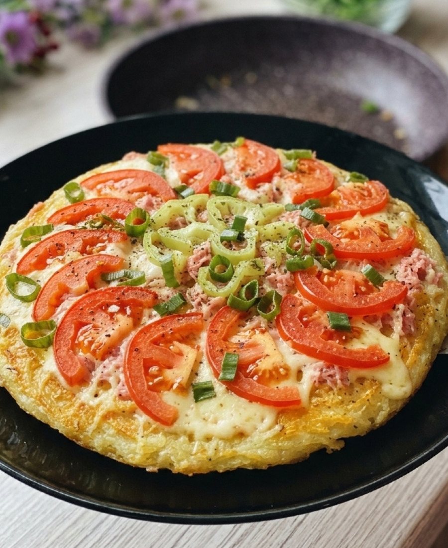 🍽️ Натираю сиру картоплю і на сковороду, зверху кладу будь-яку начинку, виходить смачна піца без борошна