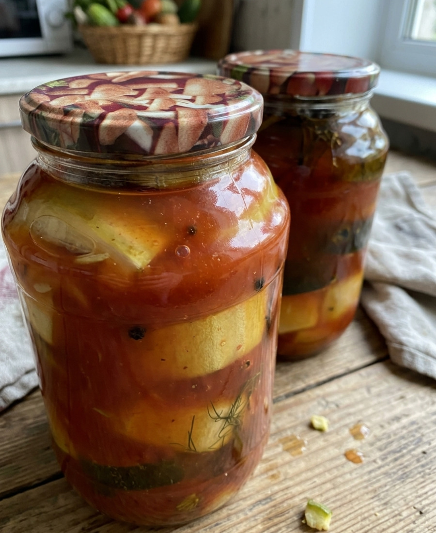 🍽️ Заготовляю зазвичай не мало, але до весни ніколи не залишаються. “Пікантні” мариновані кабачки на зиму в кетчупі