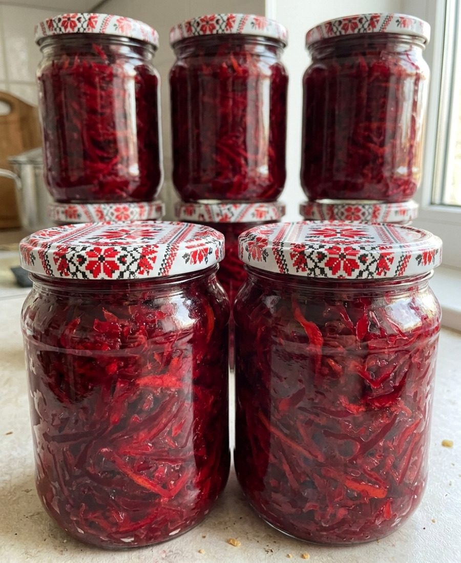 🍽️ Салат з буряка на зиму: смачний, насиченого кольору, в рецепті лише буряк і цибуля, чудова універсальна заготовка, можна як заправку до борщу або до салатів