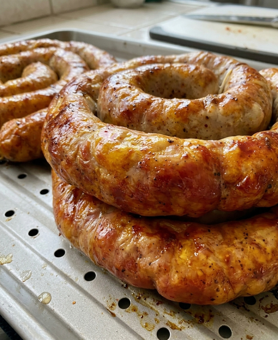 🍽️ Домашня ковбаса у духовці. Сільський рецепт: смачна натуральна закуска