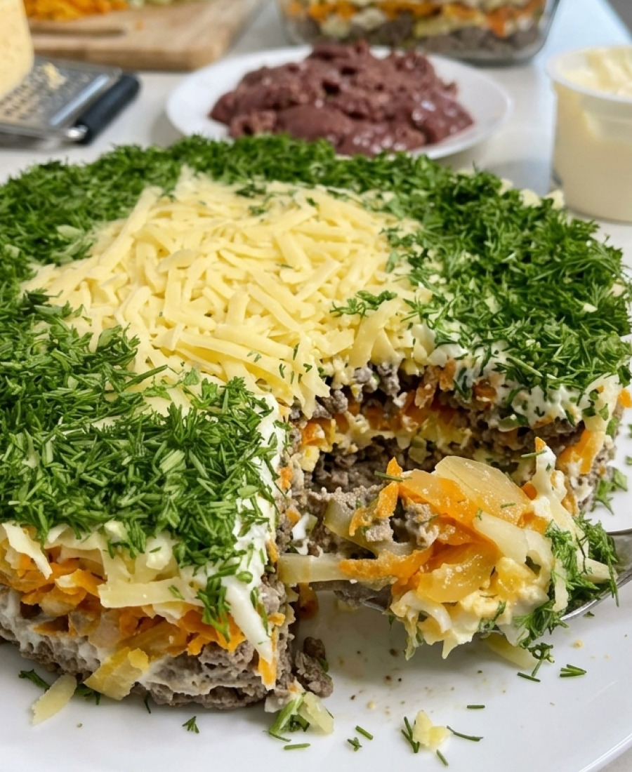 🍽️ Салат “Печінковий” на будь-який стіл: готується просто, з доступних продуктів та неймовірно смачний виходить