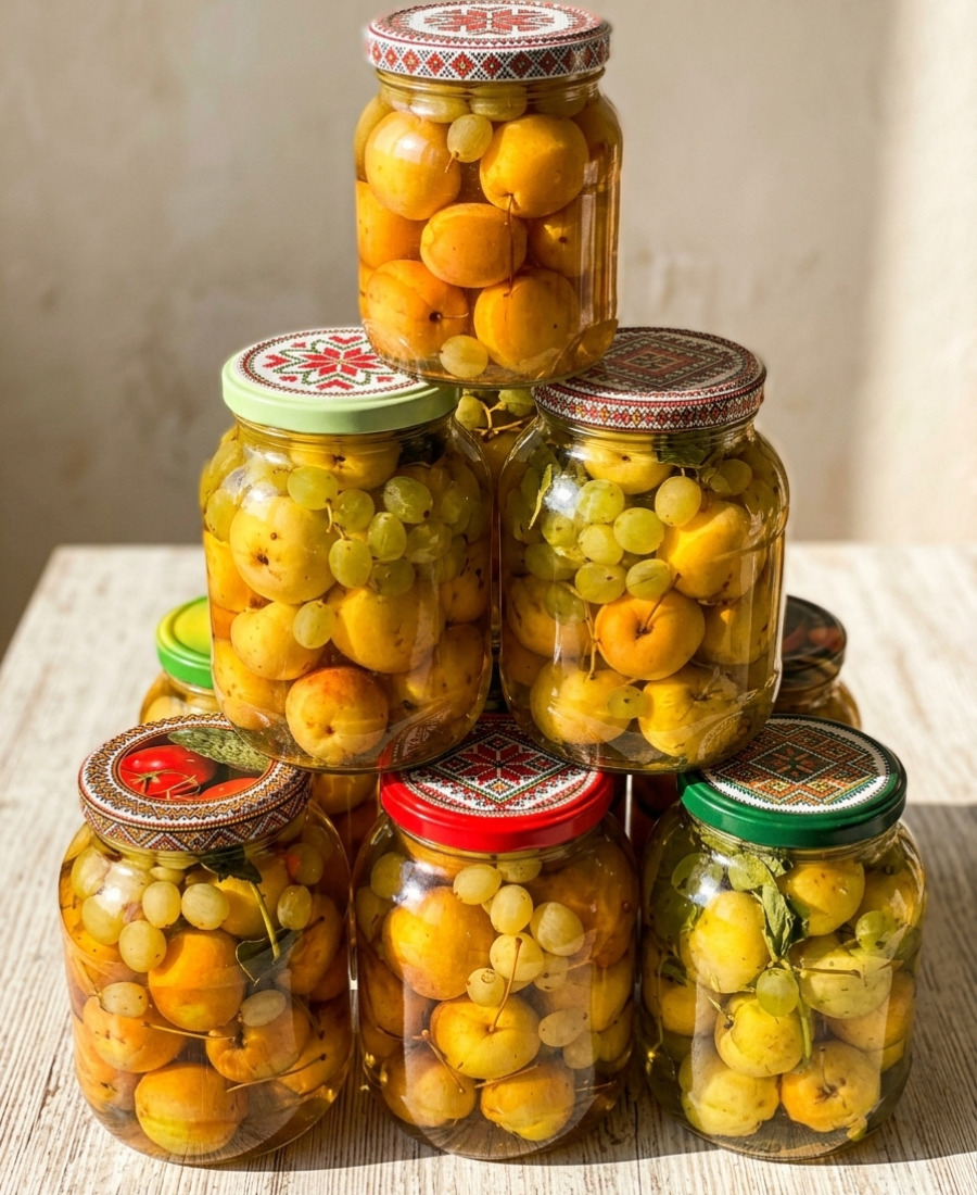 🍽️ Яблука з виноградом і м’ятою в цукровому сиропі: найсмачніший і найпростіший рецепт з усіх, які я пробувала